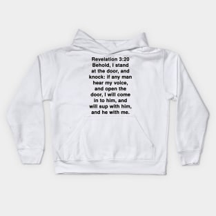 Revelation 3:20 King James Version Bible Verse Typography Kids Hoodie